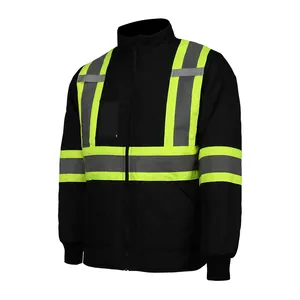 Nuovo Design abbigliamento da lavoro ad alta visibilità antivento abbigliamento di sicurezza giubbotto Bomber invernale nero