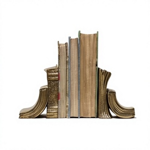 Sujetalibros Dorados Antiguos con Diseño de Libros Apilados, Escultura Artística Texturizada, Decoración Escultural, Juego de Artículos al por Mayor - Product Image 1