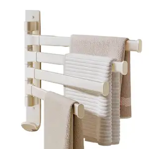 Bathroom Electric Towel Rack Rotating Multi Pole Perforated Space Aluminum Towel Rack Bathroom Dormitory Storage Rack