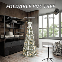 Sapin de Noël pliable en plastique AYOYO avec lumières LED blanc chaud, écologique, léger, décoration intérieure, base de support