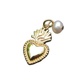Nouveau Design sans Nickel Anti-<span class=keywords><strong>rouille</strong></span> <span class=keywords><strong>plaqué</strong></span> or perles naturelles ananas coeur charmes pendentifs pour bricolage femme bijoux - Product Image 6