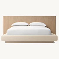 Lit double de luxe moderne RH pour chambre à coucher, cadre de lit en bois massif, tailles personnalisables, mobilier