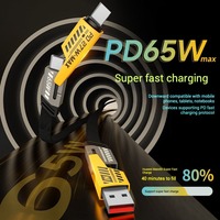 Cable de Carga Súper Rápida PD de 65 W, 4 en 1, Tipo C y USB, con Malla de Nailon y 2 Puertos para Teléfonos IOS y Android