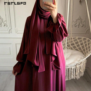 Women Lightweight Matte Chiffon Abaya Elasticated <b>Flared</b> Cuff Long Sleeve Modest Muslim Casual Daily Wear Maxi Dress Multi Color - Product Image 4