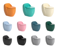 WC monobloc en céramique multicolore en forme d'œuf avec chasse d'eau super siphonique Tornado, à poser au sol