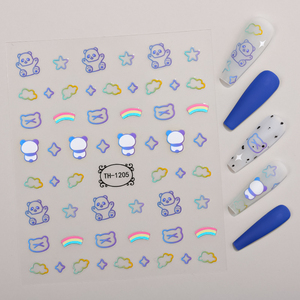 Autocollant pour ongles en forme de cœur de panda géant chinois, mignon, 3D, imperméable, en plastique, pour le printemps, l'été, l'automne, nouveau design, dessin animé - Product Image 1
