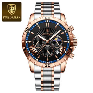 Poedagar Đồng hồ nam sang trọng đồng hồ nam tự động Tourbillon rỗng đồng hồ + hộp đồng hồ nam bằng thép không gỉ dạ quang chống nước - Product Image 1