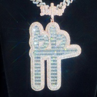 Pendentif personnalisé en argent 925 plaqué or 14K, serti de moissanite VVS (testée), avec lettre, nom ou logo Hip Hop, style star du rap pour homme