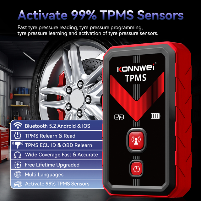 KONNWEI TK100 Workshop Equipment Auto TPMS Sensor Activation Tool 315 433MHz Bluetooth TPMS Activation Tool