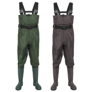 Waders de poitrine imperméables et respirants pour hommes bas pied de pêche Wader costume avec ceinture Wading gilet de pêche - Product Image 1