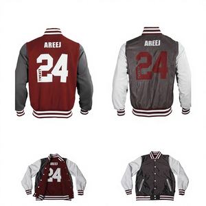 Blouson de baseball universitaire pour homme, style old school varsity, design sportif patchwork, en laine polaire chaude et coton, avec lettres, pour l'hiver, taille XS, vente en gros - Product Image 1