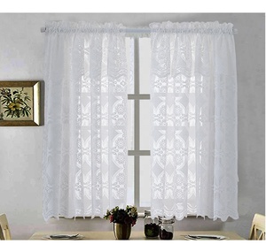 Rideaux de cuisine courts en dentelle blanche, 1 paire, de haute qualité, prix d'usine, avec valtures - Product Image 2