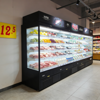 Multifunctionele verticale koelvitrine met open multideck koeling en luchtkoeling voor vers fruit, groenten en melk