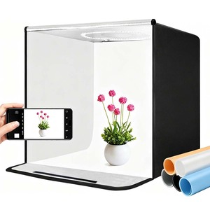 Boîte à lumière pliable pour studio photo avec anneau lumineux LED, tente de prise de vue, 5 fonds <span class=keywords><strong>en</strong></span> PVC pour photographie, bijoux, cosmétiques, boîte à lumière douce - Product Image 1
