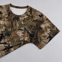 T-shirt en coton pour homme à col rond, motif feuillage d'automne, 100 % coton, uni, vente en gros
