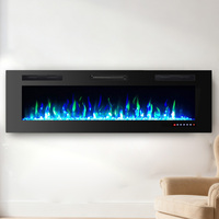 Cheminée électrique murale encastrée à flamme artificielle moderne avec télécommande pour salon