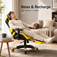Chaise de jeu réglable avec repose-pieds, chaise de jeu pour ordinateur personnalisée, chaise de jeu confortable en cuir, chaise ergonomique pour le jeu
