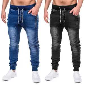 Высококачественные черные и синие обтягивающие джинсы с застежкой на заказ, мужские обтягивающие джинсы, Стрейчевые брюки