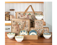 YCB-219 bol en céramique japonais 4.5 pouces bols en céramique avec cuillères ensemble de bols à riz en porcelaine pour cadeau ensemble de vaisselle avec LOGO OEM