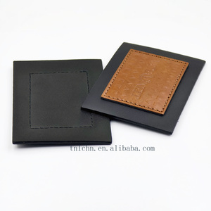 <strong>Customized</strong> Clothing <strong>Label</strong> <strong>Jeans</strong> Silver Foil Logo Tag Leather Patches <strong>Custom</strong> Brand Leather for Clothing - Product Image 6