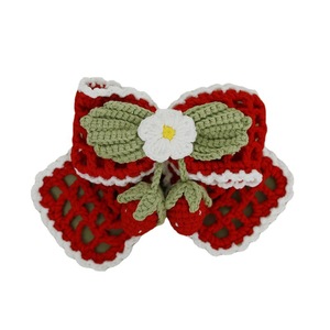 Fiocco dolce, fermaglio per capelli a fragola, copricapo in lana lavorato a mano all'uncinetto, accessorio per capelli in rete da donna, prodotto finito - Product Image 5