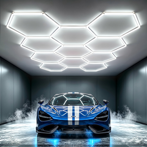 Lumière de garage LED hexagonale super lumineuse 100LM/W, lumière de garage en forme de nid d'abeille, 8 hexagones, lumières LED hexagonales DIY pour salle de sport, sous-sol, salon de coiffure - Product Image 1
