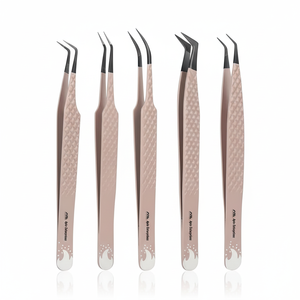Juego de pinzas para extensión de pestañas Pinzas para pestañas con volumen de punta de fibra con puntas de precisión curvas y en ángulo profesionales - Product Image 1
