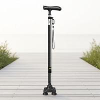 S26TSFC28- # H #      Bâton de marche à quatre branches en fibre de carbone avec lumières LED, 360 °   Attelle télescopique pour cheville, adaptée aux personnes handicapées
