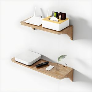 Petites étagères flottantes en <span class=keywords><strong>bois</strong></span> naturel avec <span class=keywords><strong>support</strong></span> <span class=keywords><strong>invisible</strong></span> pour rangement au-dessus des toilettes, organisateurs d'étagères pour routeurs, supports de rangement pour vaisselle - Product Image 2