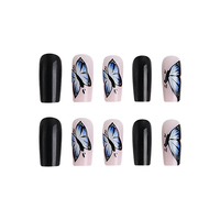 Faux ongles en ABS à presser, forme carrée moyenne, couvrance totale, avec colle pour les doigts, pré-conçus et personnalisables, vente en gros