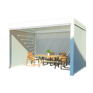 Motorized Pergola Aluminum Alloy White <b>Rectangular</b> Electric Outdoor Villa Garden <b>Gazebo</b> Chinese Style - Product Image 1