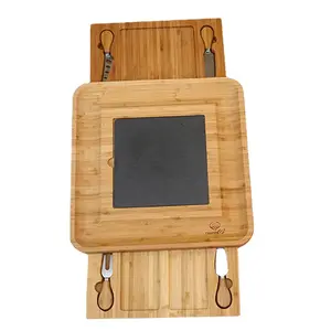 Wood Charcuterie Board Slate Cheese Board With Drawer And Knife