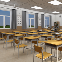Meubles d'école primaire en bois modernes et confortables, ensemble bureau et chaise pour un seul élève