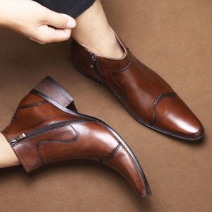 Zapatos de Invierno Negros para Hombre, Talla 37-44, Punta en Pico, Parte Superior de Cuero Genuino, Impermeables, Cierre de Gancho y Bucle, Alta Calidad - Product Image 3