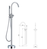Robinet de bain autoportant en laiton massif de couleur or à poignée unique, robinet de bain sur pied avec ensemble de douche à main, meilleure vente