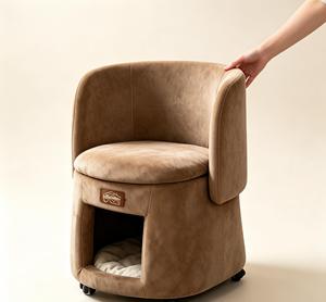 2-in-1 Folding Chair Cat Cave <b>Bed</b> Orthopedic Memory Foam Small <b>Dog</b> <b>Bed</b> with Movable Rollers - Product Image 1