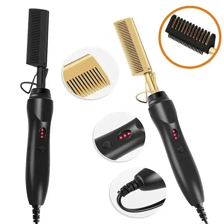 Piastra per capelli riscaldamento a caldo, ferri da stiro Wet Dry Use Brush Comb Hair Straight Styler ondulazione ferro arricciacapelli pettine/