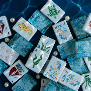 Fichas de Mahjong Acrílicas Americanas de Alta Gama, Originales, Asequibles, de Lujo, con Diseño de <span class=keywords><strong>Sirena</strong></span> en la Misteriosa Zona Marina <span class=keywords><strong>del</strong></span> Océano Azul Tropical, 160 Piezas - Product Image 1