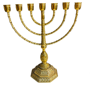 Seven Arms Brass Candle Stand Judaica Menorah Diseño personalizado Precio al por mayor Hanukkah Festival Hogar Decoración judía Menorah - Product Image 6