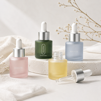 Botol Tetes Minyak Esensial Kaca Buram Bulat Pendek 5ml, Botol Sampel Serum Kosmetik Mini, Logo Custom