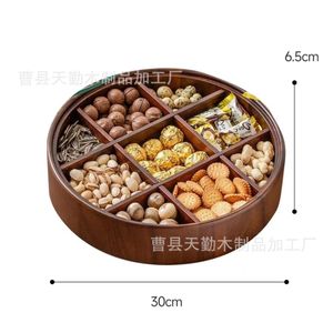 Caja de almacenamiento de madera, diseño creativo para el hogar, caja de almacenamiento de nueve compartimentos para refrigerios y postres, caja de madera maciza para frutos secos - Product Image 1