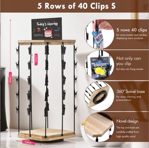 Estante giratorio de escritorio para dulces, soporte de exhibición de acrílico y vidrio de madera y metal para aperitivos para uso minorista y en tiendas - Product Image 3