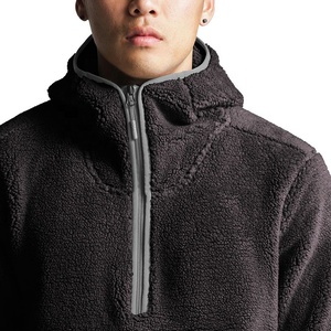<strong>Lined</strong> Quarter Zip Custom Blank <strong>Men's</strong> <strong>Sherpa</strong> Fleece Pullover <strong>Hoodie</strong> with Letter Pattern Digital Printing Winter Warm Eco-Friendly - Product Image 6