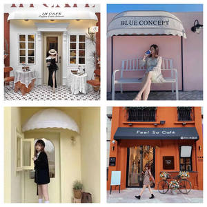 Auvent pastèque de style <span class=keywords><strong>français</strong></span> avec décoration semi-circulaire, <span class=keywords><strong>abri</strong></span> de pluie extérieur pliant et rétractable de style européen - Product Image 2