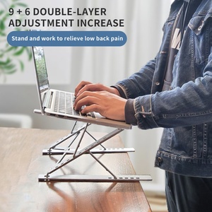 Soporte para Portátil de Dos Niveles con Altura Ajustable, Soporte Portátil para Computadora de Escritorio, Aleación de Aluminio, Soporte Creativo para Portátil con Trípode - Product Image 6