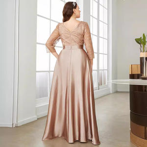 فستان سهرة أنيق قطعة واحدة جديد بمقاسات كبيرة من الدانتيل والساتان لحفلات الربيع والمناسبات - Product Image 2