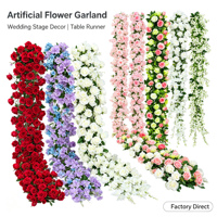 Cadena de flores artificiales colgantes para mesa de banquete de boda, decoración de esquina de mesa larga, simulación de cascada floral para escaparates.