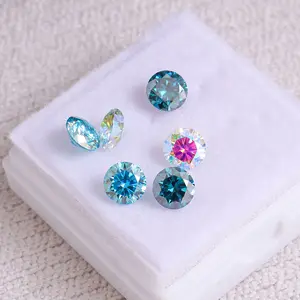 factory custom blue diamond round 8heart 8arrow cut fancy color loose moissanite stones carat price for jewelry