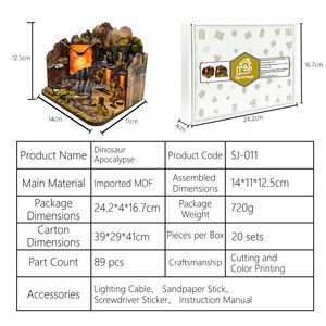 Rompecabezas 3D de Madera, Casa en Miniatura Móvil con Diseño de Dinosaurio Apocalíptico, Kit de Bricolaje Detallado para Adultos - Product Image 4
