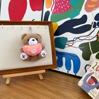 Mignon Mini Fruit Fraise Avocat Ours en peluche Peluches Pendentif Porte-clés Coeur Doux Animal En Peluche Jouets En Peluche Sac Charme Porte-clés
